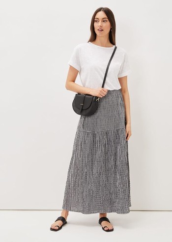 Phase Eight Tyrina Cotton Gingham Wrap Skirts Black/White Canada | FEUVTH-926